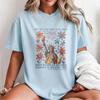 Give Me Your Tired Your Poor Statue Of Liberty Floral Patriotic Crew Neck Graphic T-Shirt Vintage The New Colossus Emma Lazarus Quote Tee