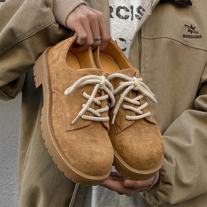 2025 Spring New Men's Design Sense Fashionable Versatile Men's Shoes Round Head Height Commuter Men's Shoes 44109-J