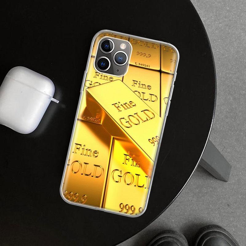 Чехол-бампер с узором из тонкого золота для iPhone 11 12 13 Mini 14 15 Plus 16 Pro Max 17 Air 7 8 + SE Художественный Индивидуальный Fundas