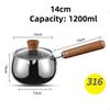 316 Stainless Steel Milk Saucepan with Lid Round Pasta Pot Cookware Stockpot Stovepot for Hotel Camping Restaurant 12 14cm