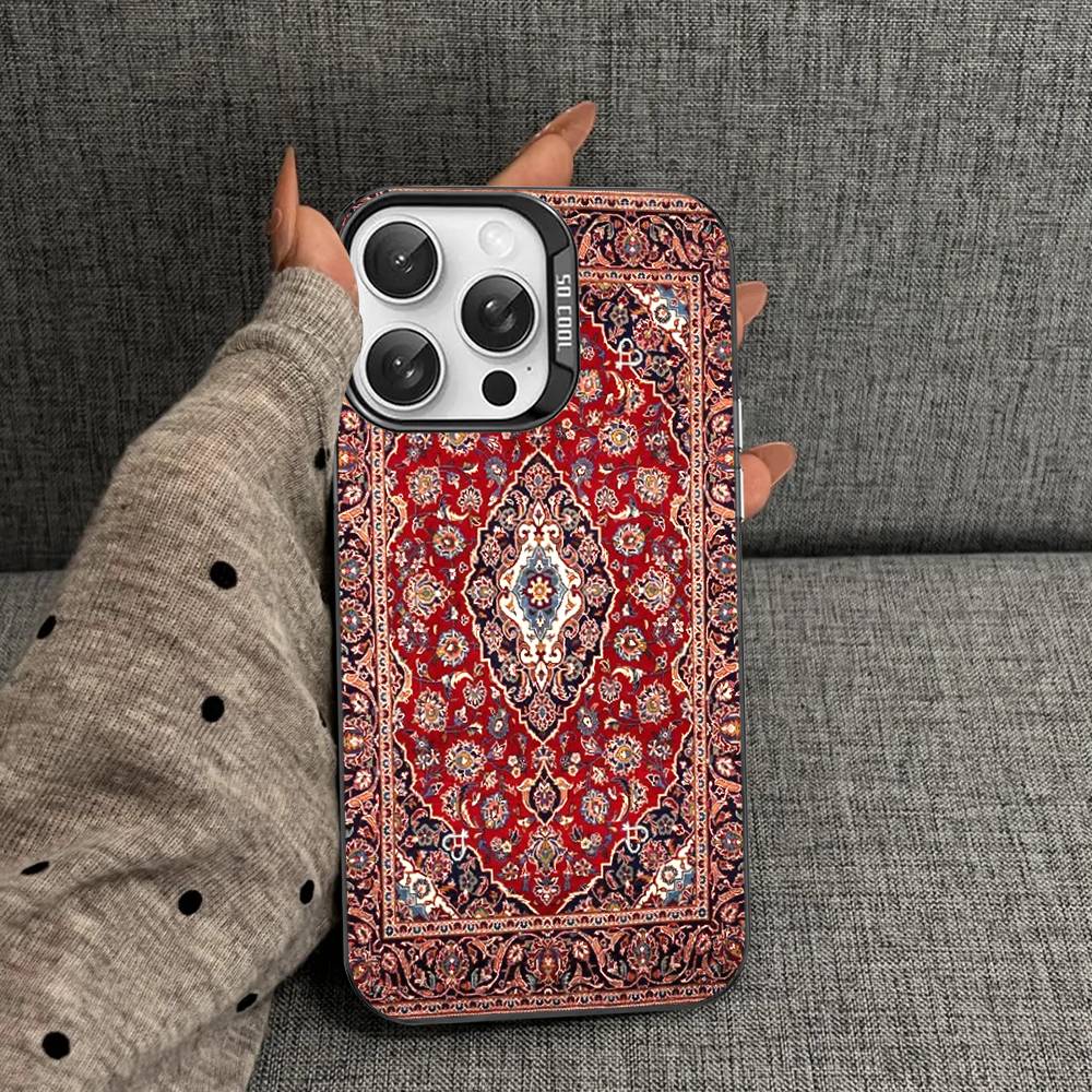 Чехол для телефона с цветочным узором в стиле персидского ковра для IPhone 17 16 15 14 13 12 11 Pro Max Plus Pro Цветной корпус