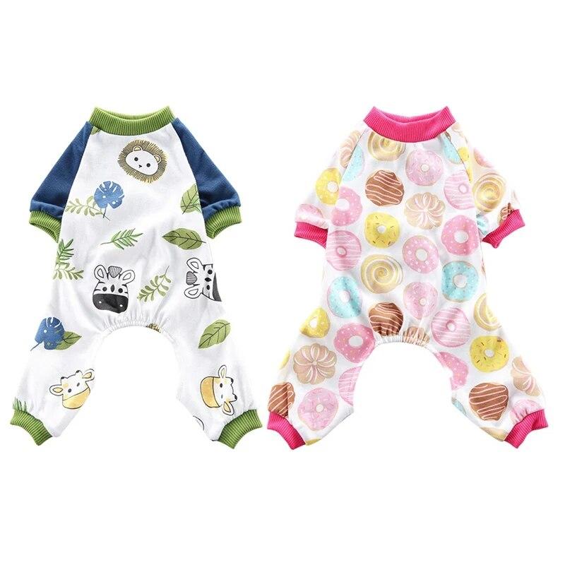 Пижама для домашних животных с 4 ногами, домашняя одежда с героями мультфильмов, одежда для щенков, комбинезон, всесезонный хлопковый комбинезон