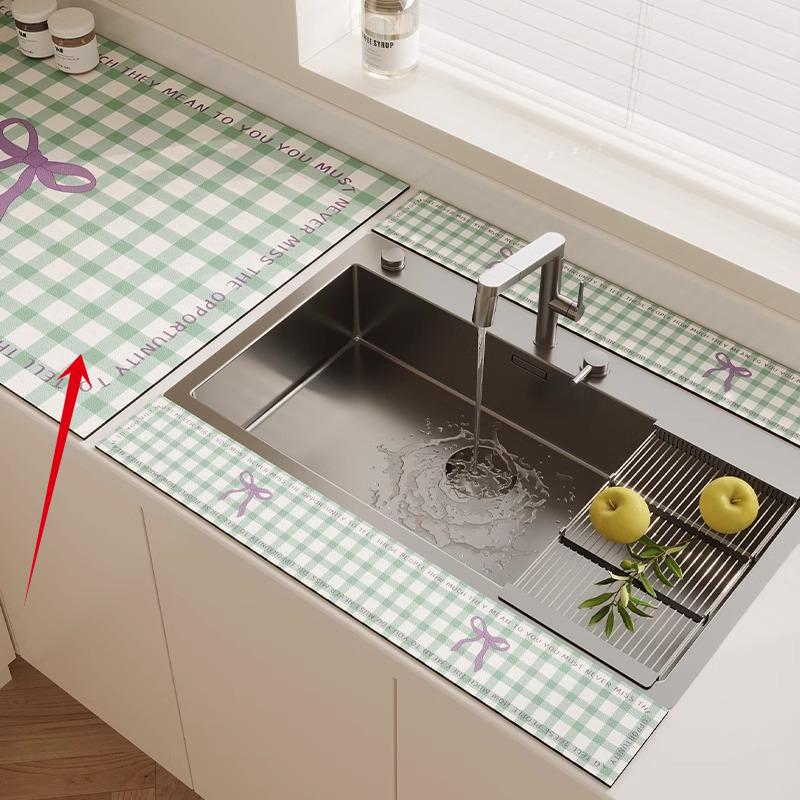 3 шт. Кухонный смеситель Диатомовая земля Пробка для воды Коврик для слива Впитывающий коврик для столешницы в ванной Длинная узкая подставка-костер