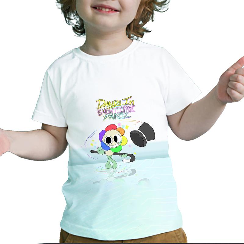 Футболка Dandy's World Детская одежда для девочек Kawaii Футболки для малышей Детская одежда Летние футболки с коротким рукавом для мальчиков с мультяшным принтом