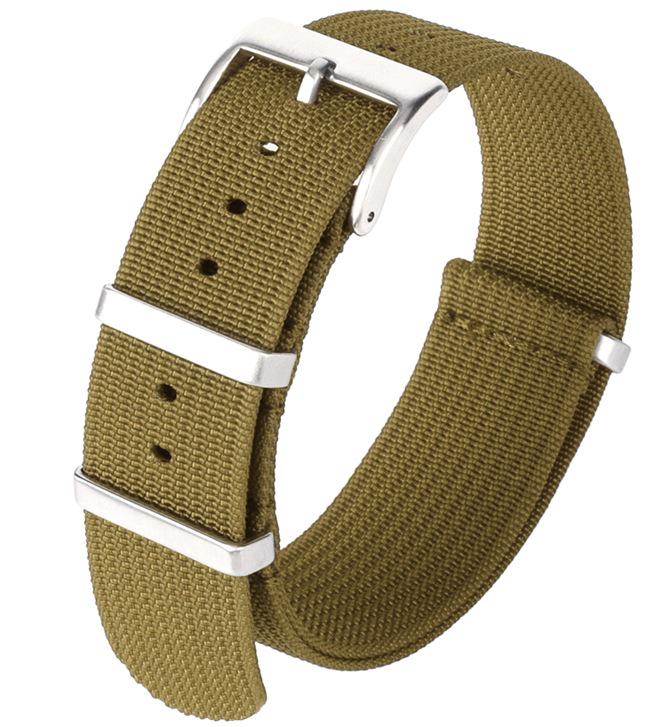 NATO One-Piece Nylon Canvas Watch Strap - Fine Woven Solid Color, 18/20/22mm