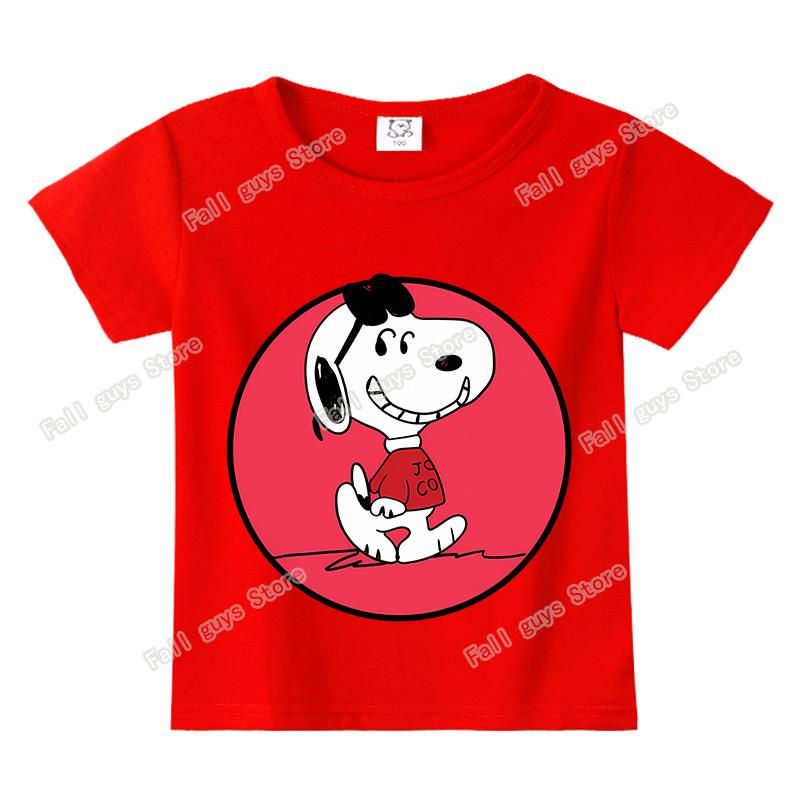 Snoopys Kids TShirt Cartoon Dog Merch Boy Girl Short Sleeve Tops Summer Breathable Cute Child Casual Clothes Birthday Gift