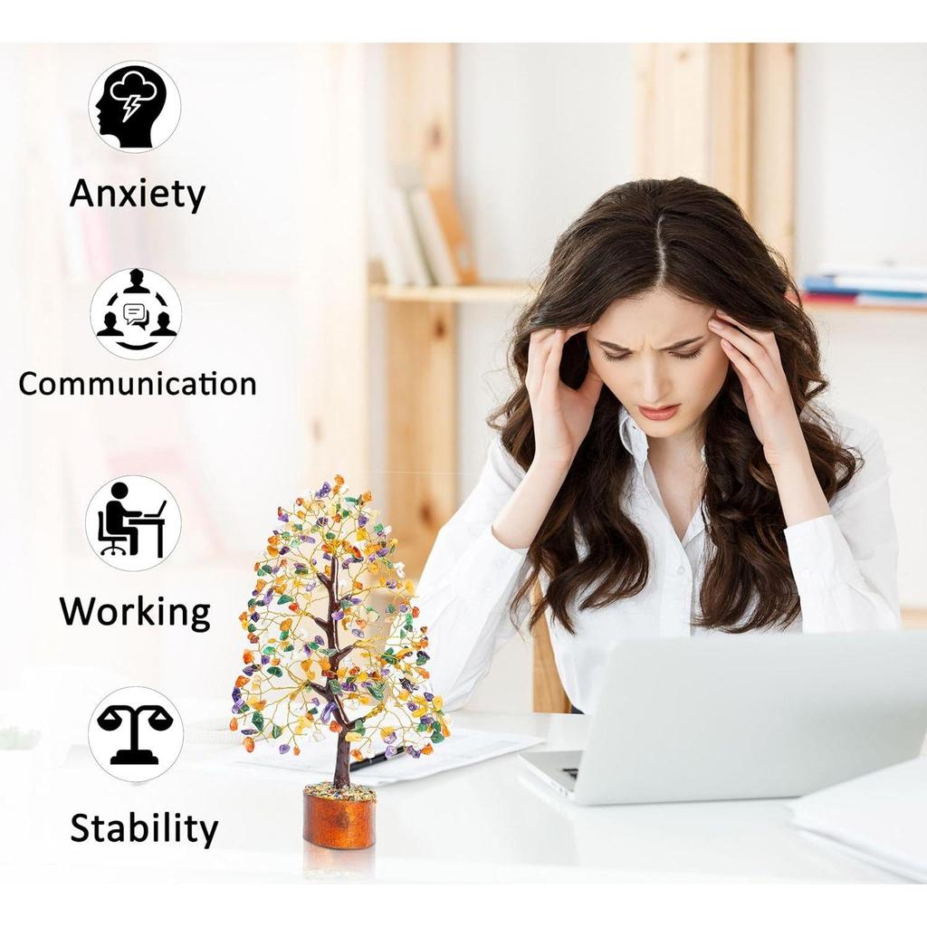 Рождественские украшения Микс Дерево из чакровых драгоценных камней Фэн-шуй фигурка Денежный бонсай Удача Рейки Исцеляющие кристаллы Домашнее украшение