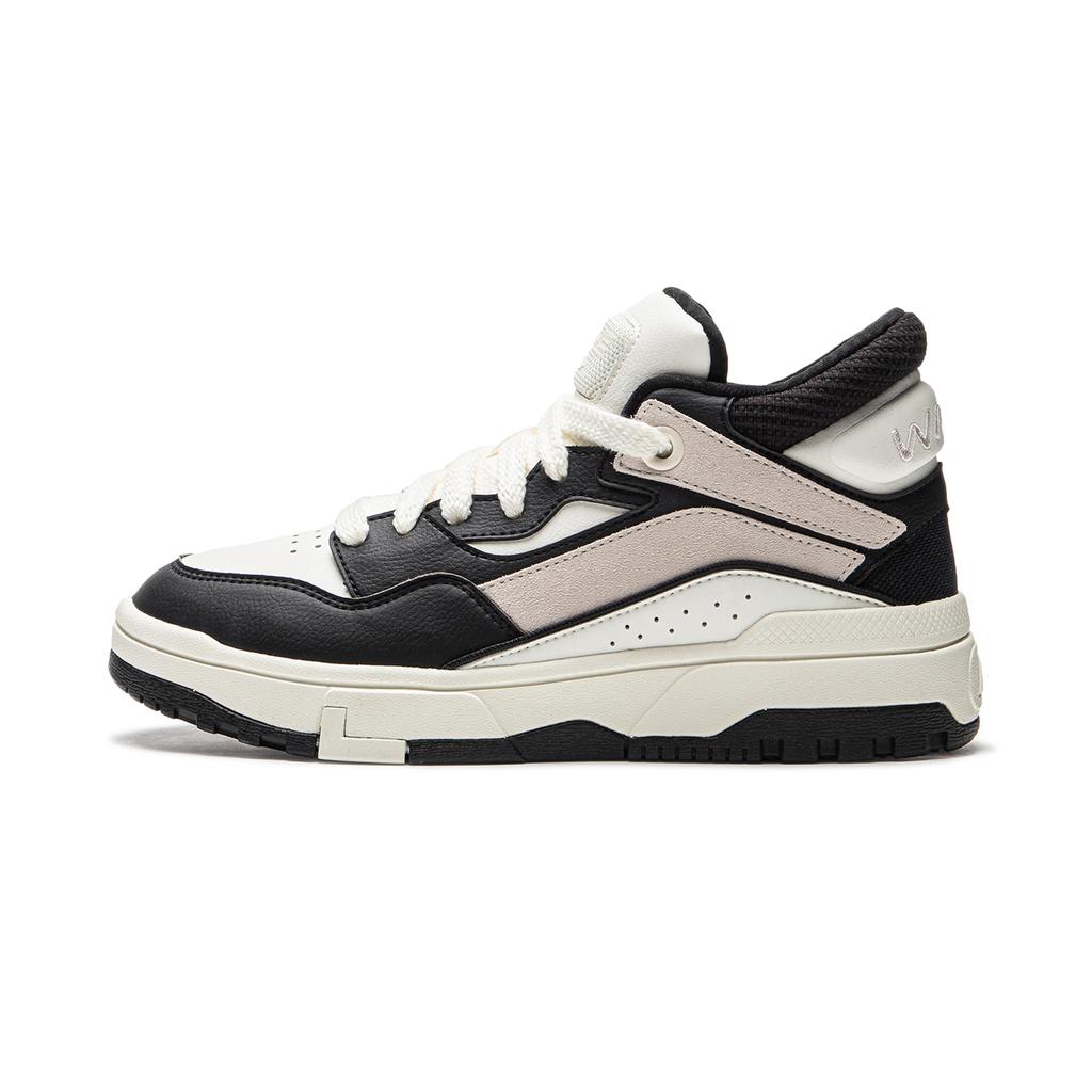 Li Ning We Wo Mid Thick Sole Classic Trendy High Top Sneakers Women Sneakers Black White AGCU156-2
