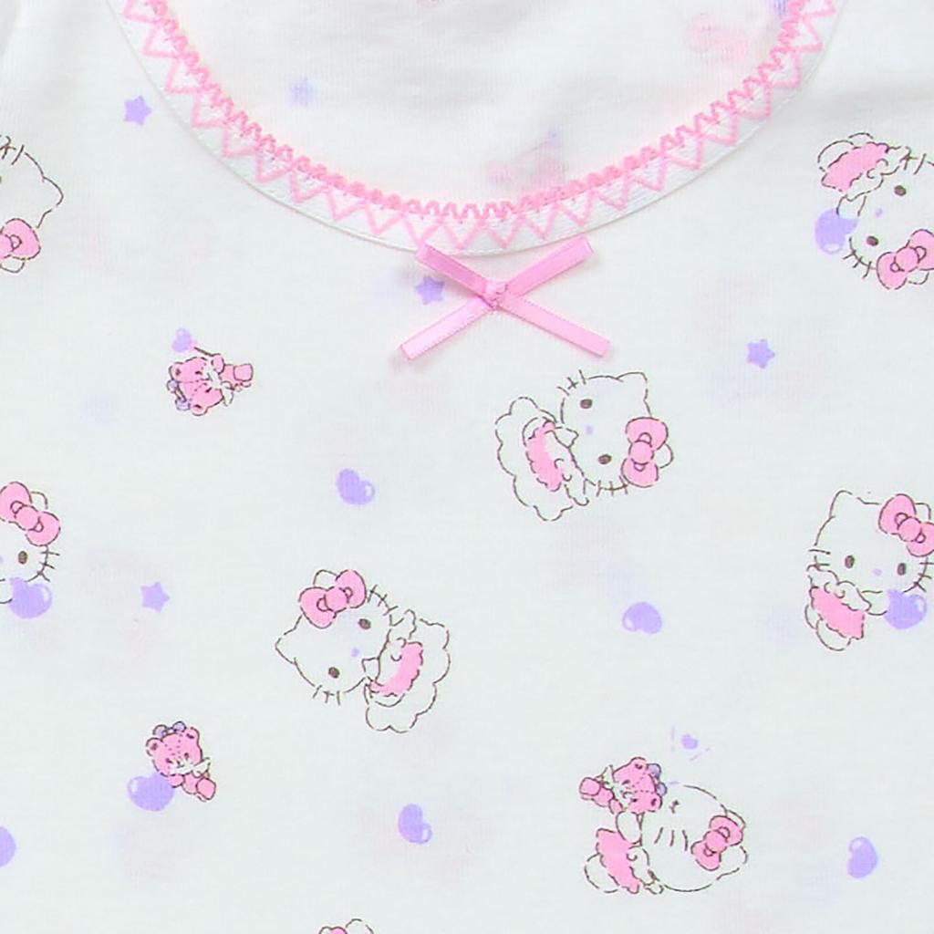 Набор Hello для возраста 25 месяцев и с этикеткой для имени на 147842 [Sanrio] Детское нижнее белье с коротким рукавом, 2, Китти, 90 см, 100% хлопок, вверх, внутри,