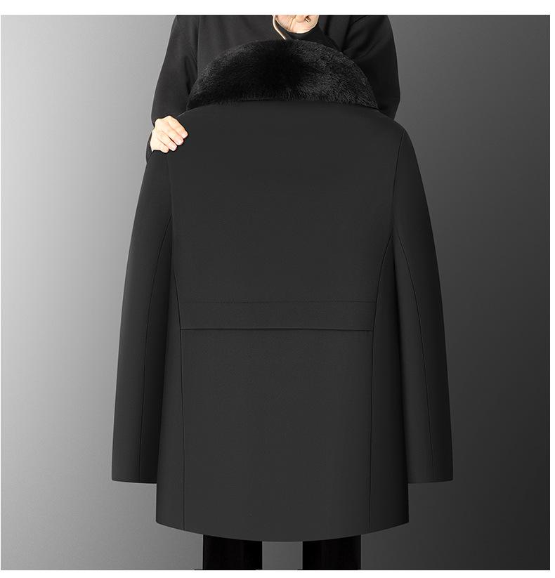 Мужское зимнее бархатное толстое теплое хлопковое пальто - большого размера, свободного кроя, средней длины для людей среднего и пожилого возраста