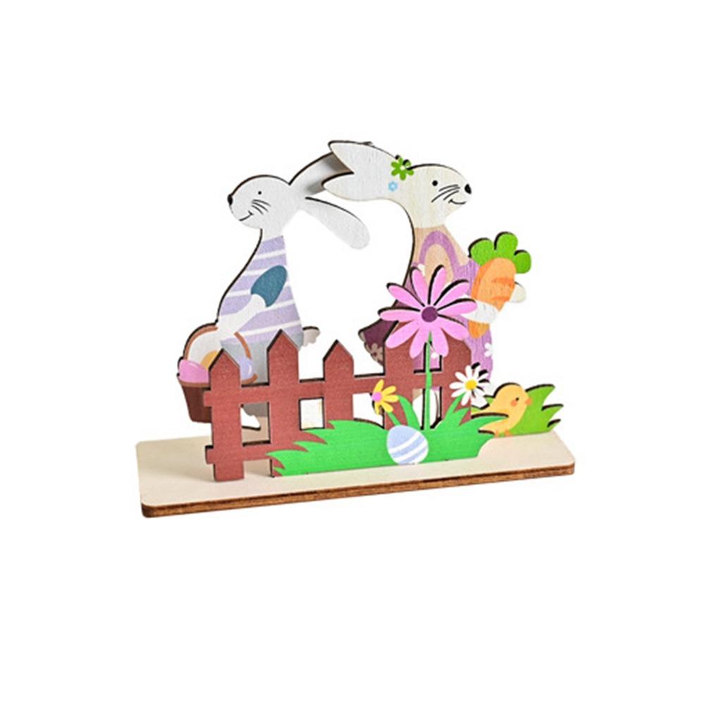 Мультяшные пасхальные кролики, милые красочные пасхальные украшения, пасхальные деревянные украшения для рабочего стола