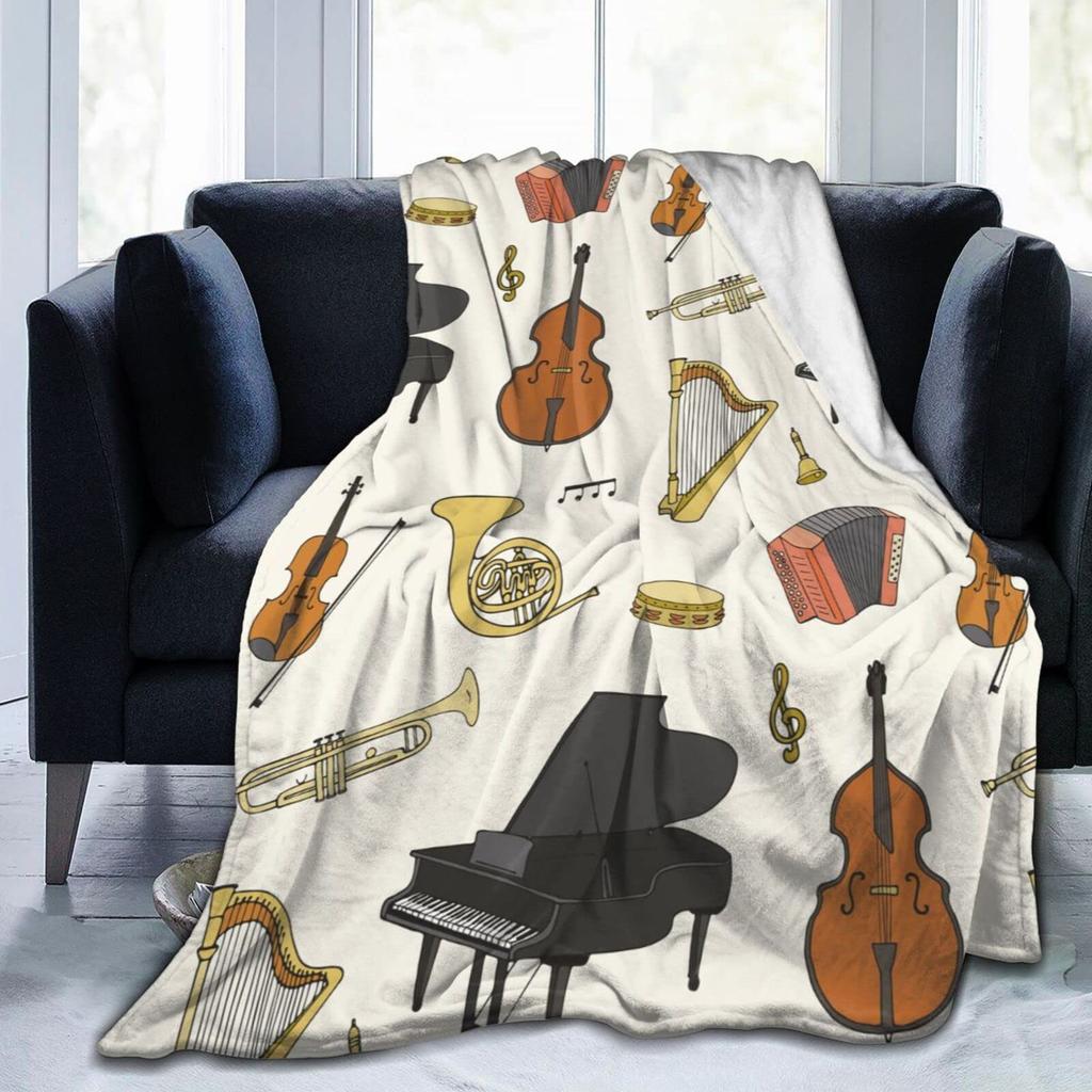 Vintage Violin Flannel Blanket,Soft Music-Themed Throw Blanket Gift for Women Girls Perfect for Couch Bed Sofa Home Travel Decor