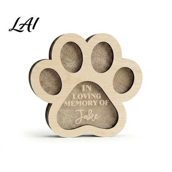 Pet Loss Gift for Owners Hair Keepsake Box Cute Paw Shape Memorial Wooden Box Fur Dogs And Cats Sympathy Dog