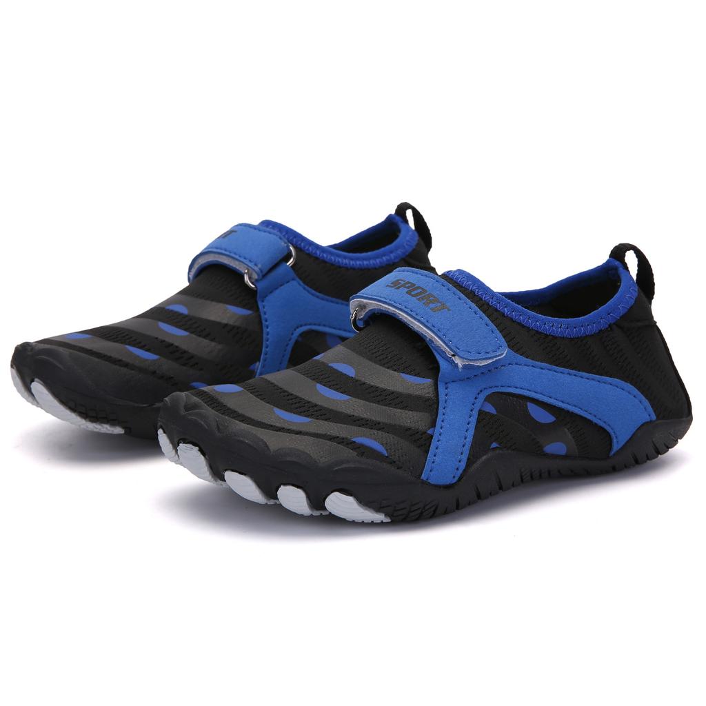 Новые детские пляжные туфли, регулируемые липучкой, эластичные, легкие, дышащие, повседневные, модные, нескользящие туфли для ходьбы по воде
