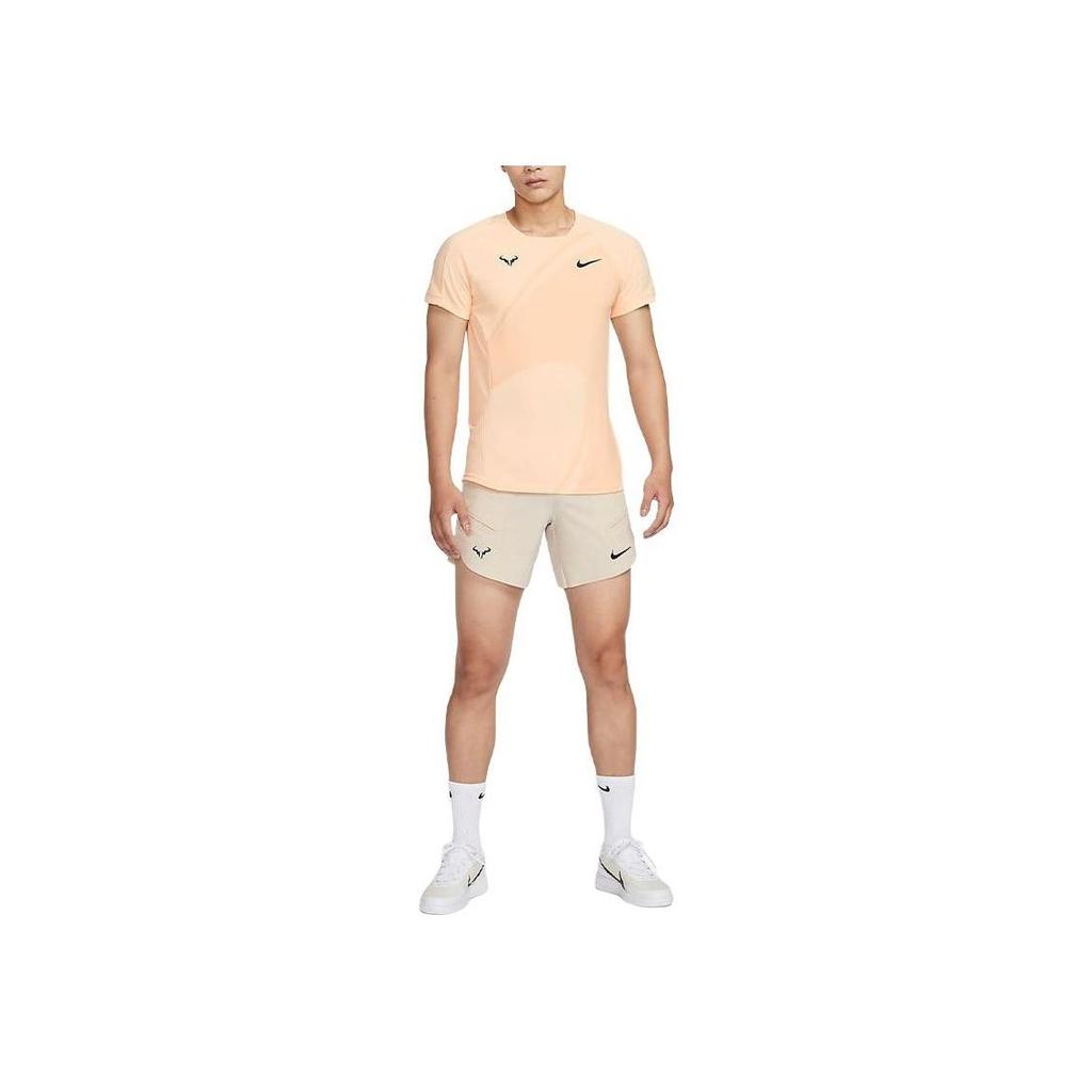 Nike Dri-Fit Adv Rafa однотонная быстросохнущая теннисная футболка с короткими рукавами, мужские топы, персиково-красный цвет, DV2878-801