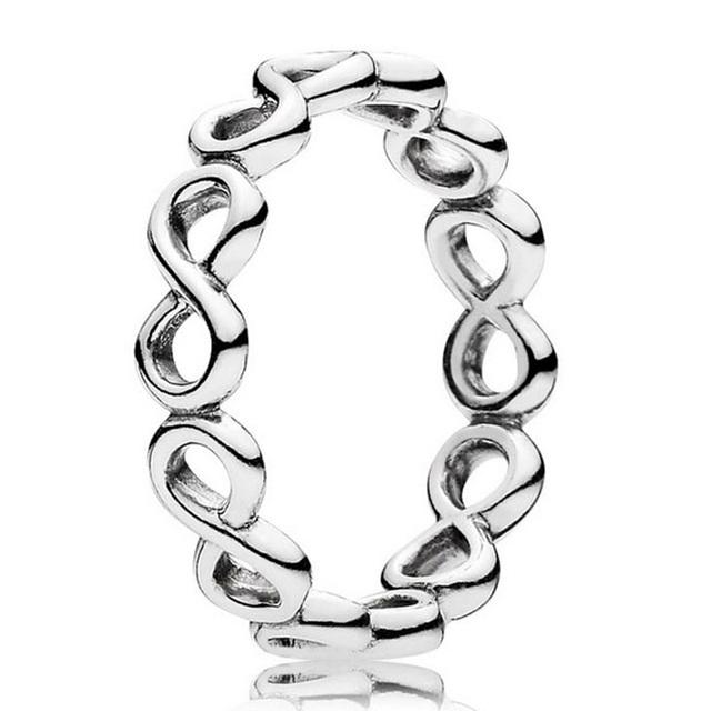 Аутентичное кольцо из стерлингового серебра с подписью, двусторонние сердца, кольцо с узлом «Бесконечная любовь» для женщин, подарок на день рождения, свадьбу, модные украшения