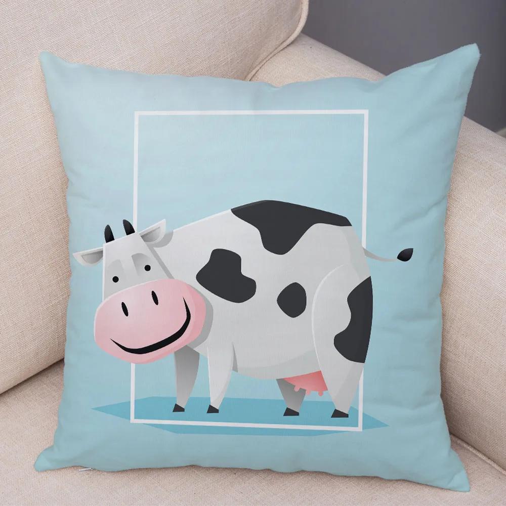 Милый мультяшный животный декор, наволочка, свинья, медведь, корова, акула, диван, наволочка для комнаты, детский сад, дом
