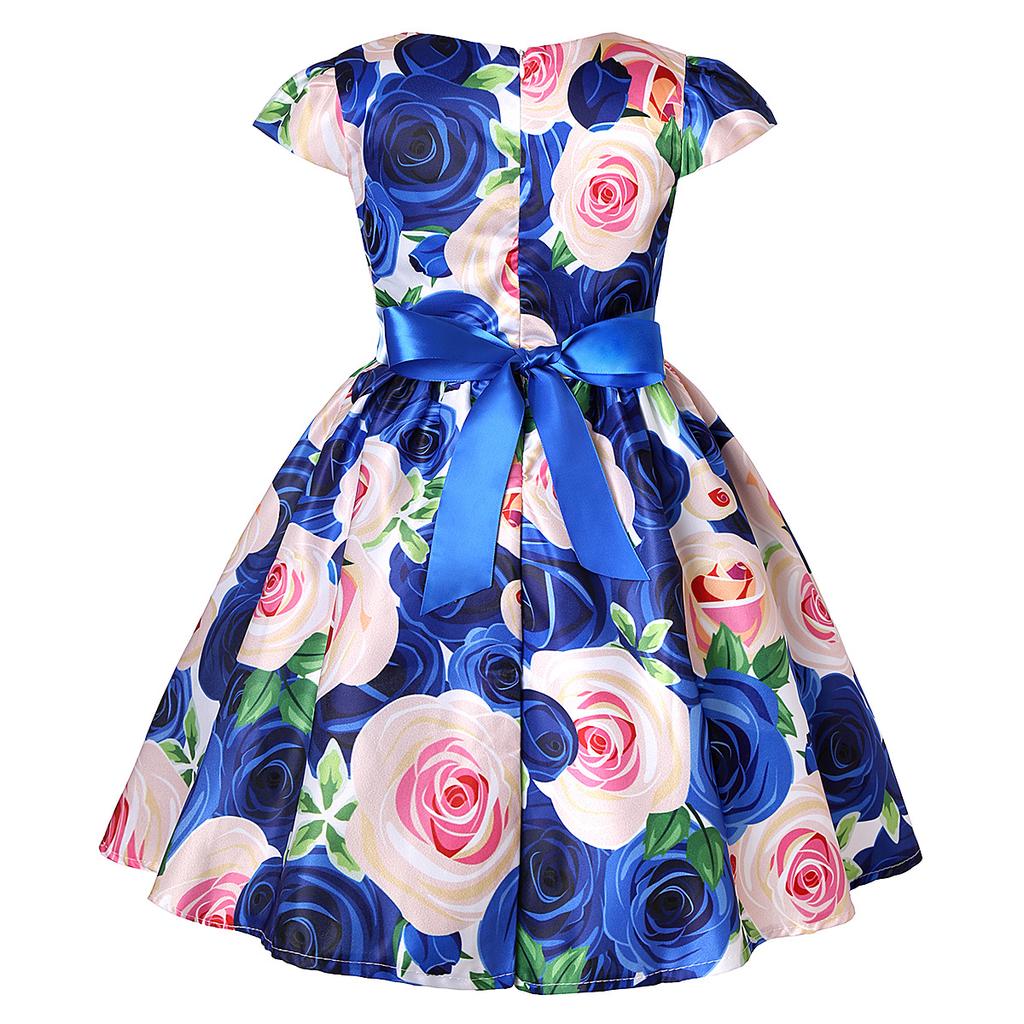 Elegant Girl Kids Flower Printed Party Dress Children Ball Gown Performance Wedding Dresses