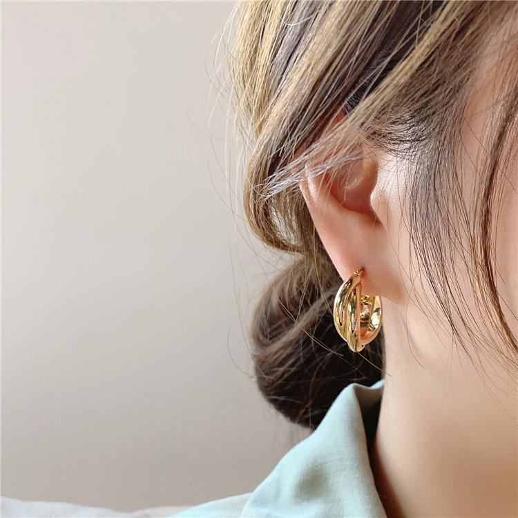 Korean Light Luxury Metal Silver Needle Earrings - 2022 New Niche, Simple, High-End Design for Women