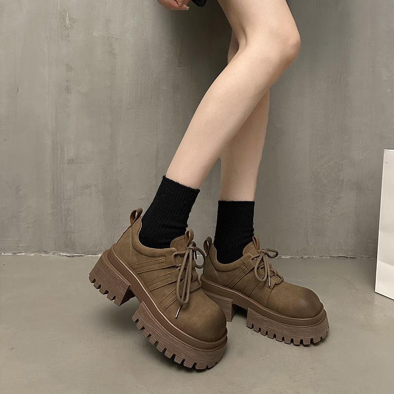 Platform Women Shoes Flats Designe Loafers Shoes Fashion New Walking Shoes Classic Dress Lace Up Trend Female Cozy Zapatillas