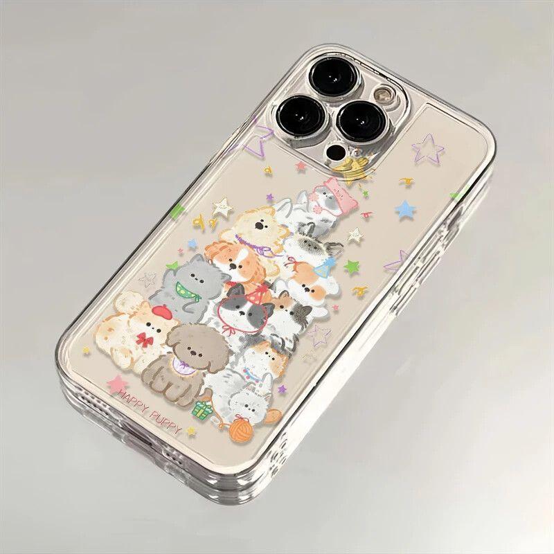 Cute puppy stacked music iPhone 17Promax mobile phone case transparent for Apple 16Pro space case 15