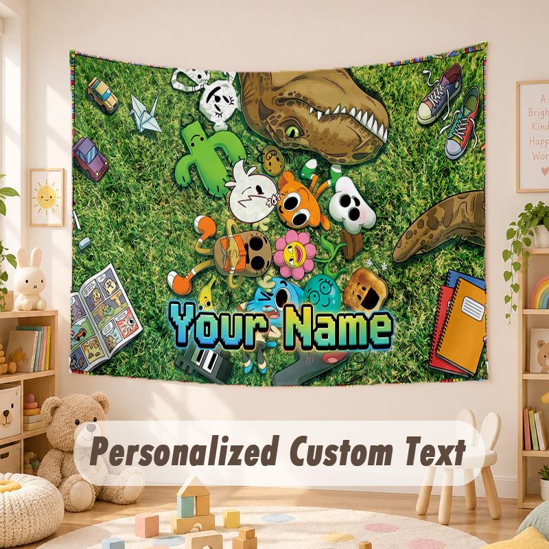 Custom Name Text Tapestry,Amazing World of Gumball Boho Wall Hanging, Decorative Backdrop Tapestry For Room