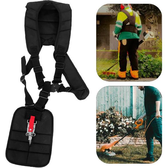 Yardwe Trimmer Shoulder Strap, Comfort Padded Belt Double Shoulder Strap, Adjustable String Trimmer Strap for Brush Cutter Trimmer Lawn Mower Parts