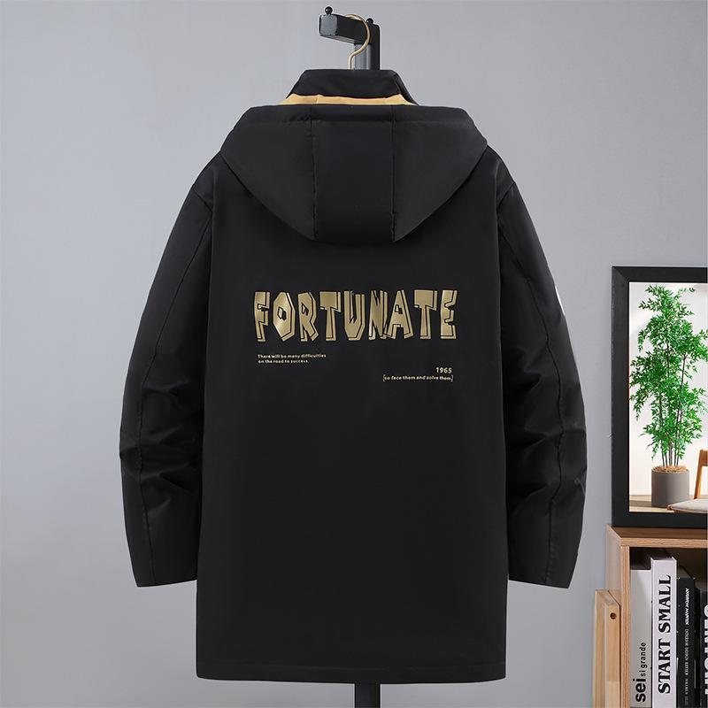 Мужская хлопковая куртка большого размера средней длины со съемным капюшоном, ветрозащитная, пэчворк, корейский стиль.