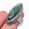 Натуральный Лабрадорит Драгоценный Камень 925 Стерлинговое Серебро Ювелирное Кольцо Размер 9 l6t26