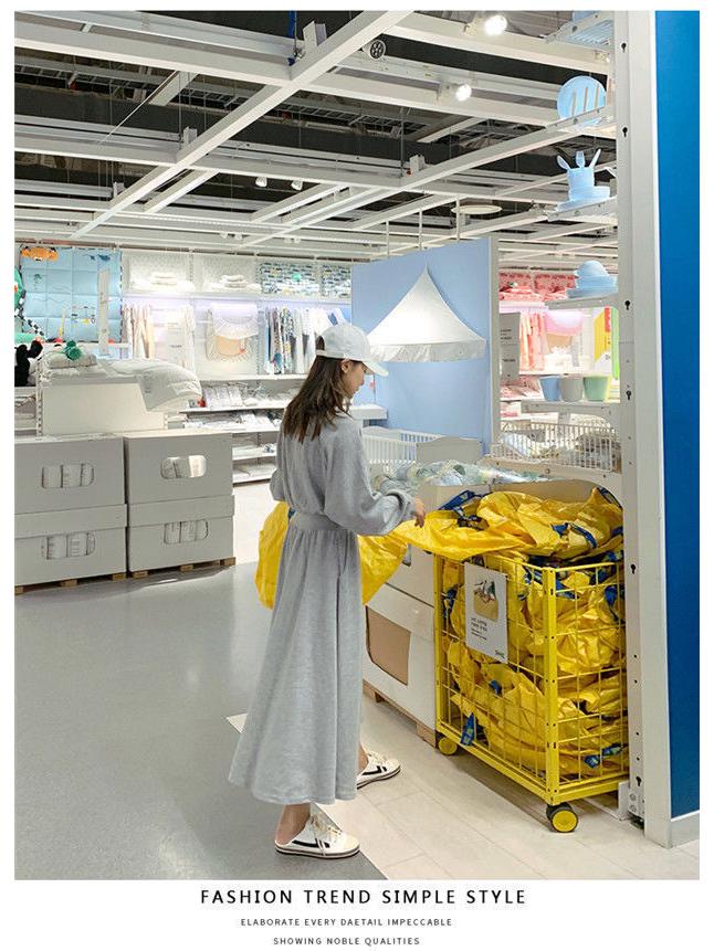 Платье свободного кроя с длинными рукавами в корейском стиле для женщин - коллекция осень/зима