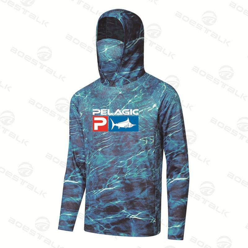 Mens Quick-Dry UV Protection Fishing Hoodie Summer Outdoor Angling Sportswear Lightweight Breathable Performance Top