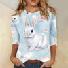 3/4 Sleeve Top Women's T-shirt Casual Easter Print Top T-shirt Crew-neck Jumper