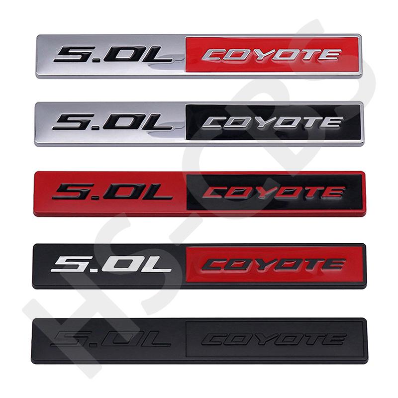 Metal 5.0L Coyote Badge Rear Trunk Car Fender Decal Coyote Front Grill Hood Emblem Grille Car Sticker Auto Dody Accessories
