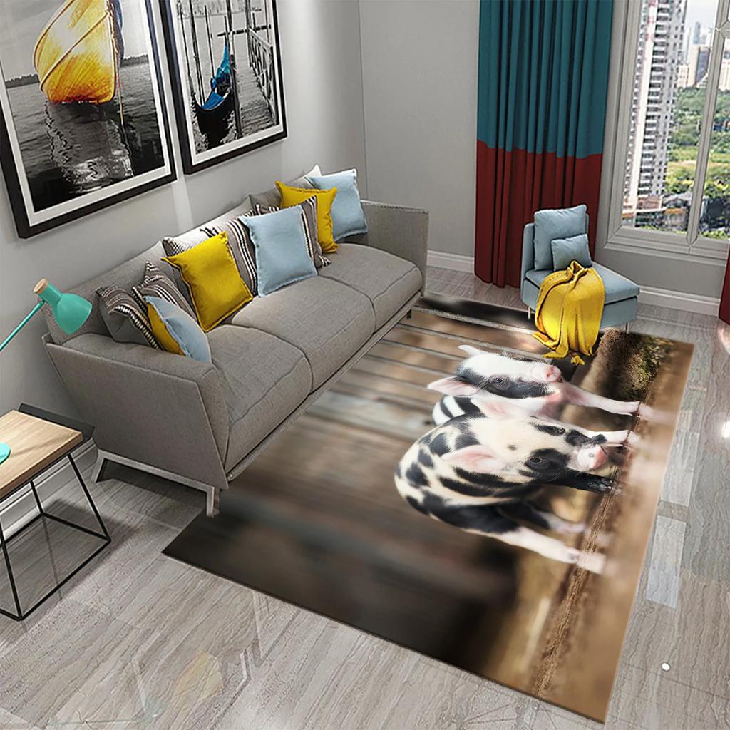 Милый мультяшный ковер с изображением свиньи, прекрасный коврик для пола с животным для декора ванной комнаты, ковер противоскользящий для гостиной, кухни, спальни, коврики-придверные коврики