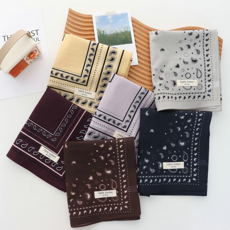 New Fresh Breathable Full-Cotton Kerchief Women's Soft Literary Decoration Small Square Scarf Retro Easy Matching Headband