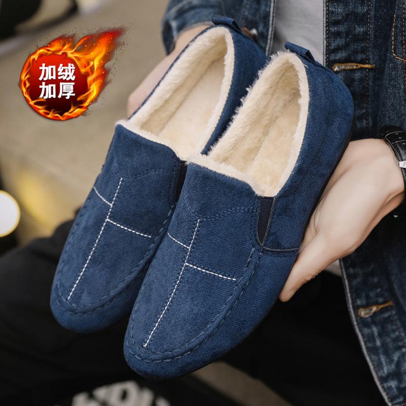 Men's Shoes Autumn and Winter Doudou Shoes Men's Korean Version Versatile Old Beijing Cloth Shoes Velvet Warm Men's Casual Shoes Student Shoes