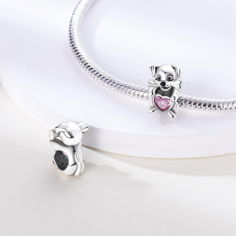 Фиолетовые подвески в виде совы, бусины из стерлингового серебра 925 пробы, милые кошки, собаки и подвески в форме сердца, подходят для браслета, сделай сам, женские оригинальные ювелирные изделия