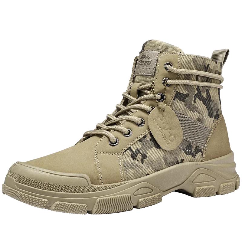 Casual Flats Mens Boot Breathable Non Slip Work Safty Shoes Zapatos Hombre Hikng Boots Men Autumn High Top Camouflage Desert