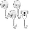 Tohoer [Set of 4] Cooperative Magnet Hooks with Magnetic Attachments, Stainless Steel, Rust-Resistant, 10kg Vertical Load Capacity, 20mm Diameter, Sil