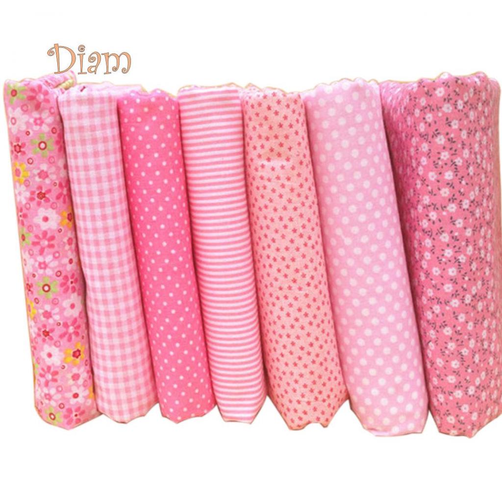Lachepper 7Pcs/Set Fabric Floral Plaid Cotton Cloth DIY Craft Sewing Handmade Accessories