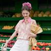 Женская блузка с цветочным принтом, воротником Питер Пэн и пышными рукавами