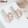 Kinel Shiny Zircon Full Paved Earrings For Women Leaf Shape Fine Jewelry