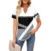 Women's Short Sleeve Casual V-neck Chest Pleated Printed Loose T-shirt Top