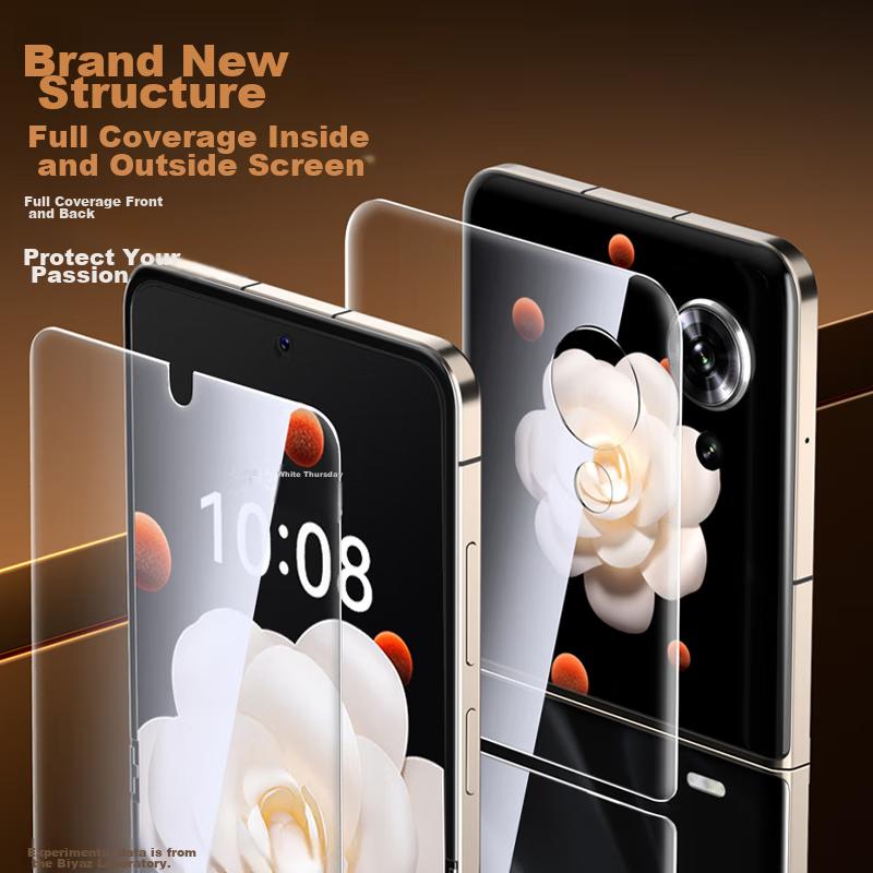Magic V Flip Hydrogel Film for Honor Magic V Flip, Soft Screen Protector Inner And Outer Film Set, HD Non-Tempered Nano Full Adhesive Protection JM231