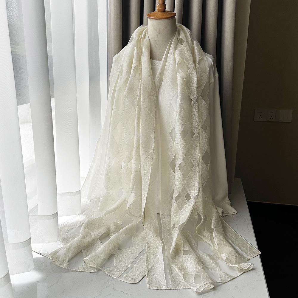 Gradient Color Block Bamboo Yarn Scarf for Women - Japanese Korean Mori Girl Style, Autumn Winter Cotton Linen Flax Shawl