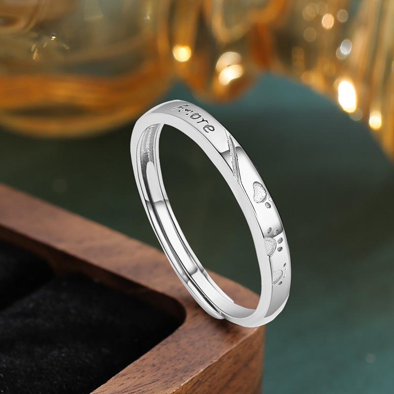 925 Sterling Silver Jewelry Cute Cat Paws Open Finger Rings for Women Wedding Party Jewelry for Girls Friend Gift