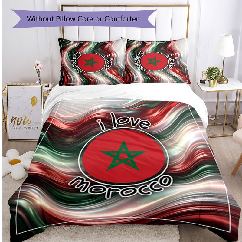 Morocco Football Printed Bedding 3 Piece Set Cozy Breathable Bed Cover Set as Housewarming Holiday Gift