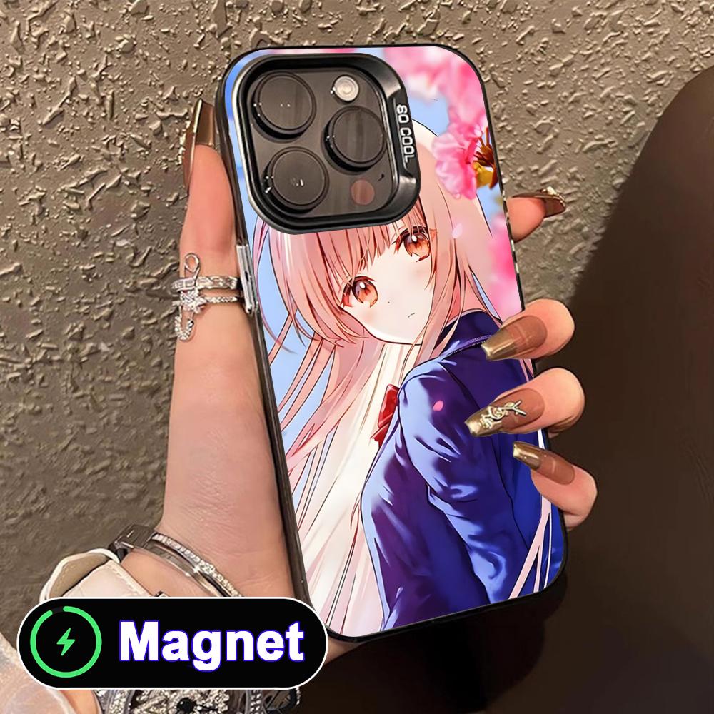 Чехол для телефона Angel Mahiru Shina для iPhone 17 16 15 14 13 12 11 Air Pro Max Plus Цветной Серебристый Чехол MagSafe