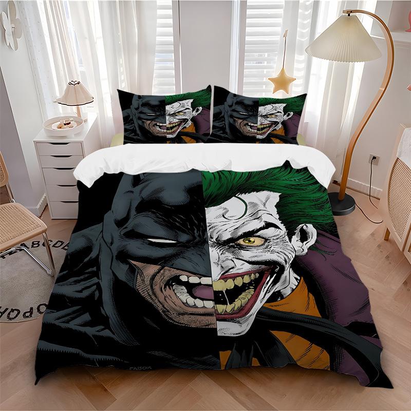 3pcs Batman Joker Bedding Set, Soft Polyester Duvet Cover and Pillowcases Machine Washable Seasons all suitable & Guest Room Decor311