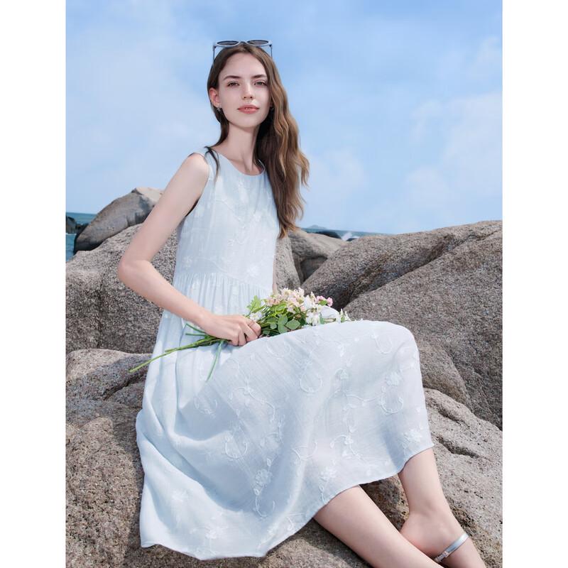 Baitu Women's Sleeveless Embroidered Dress